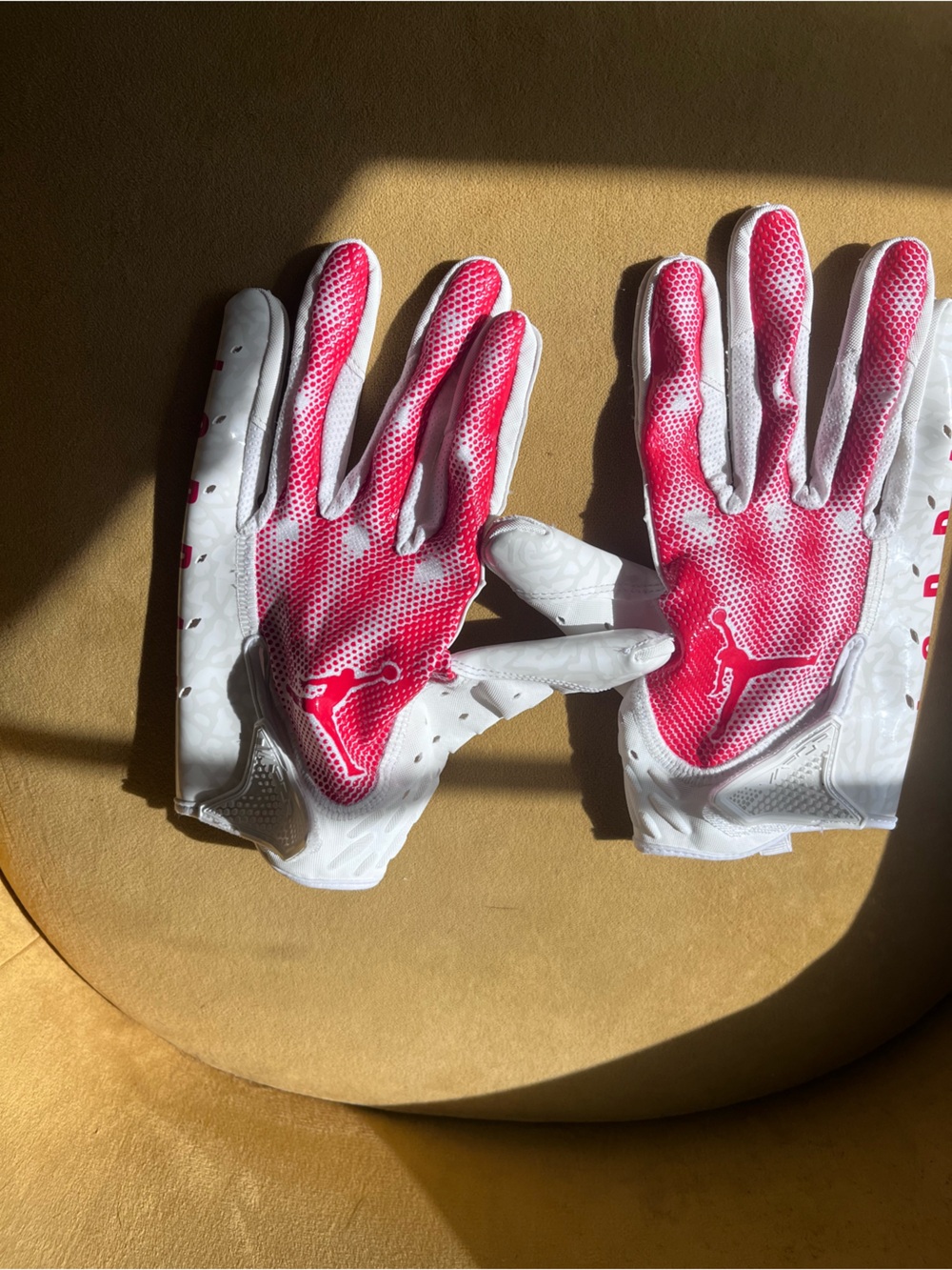 Jordan Adult Red and White Football Gloves
